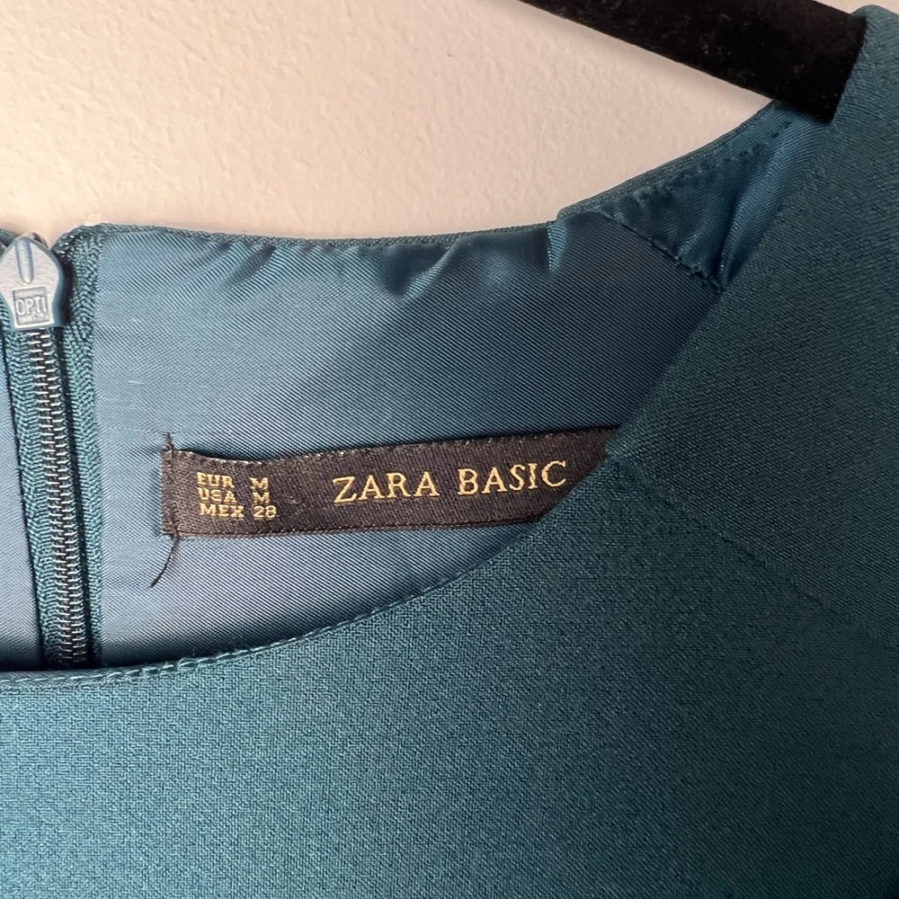 Zara Basics Teal Sheath Mini Dress Crew Neck - Picture 8 of 10